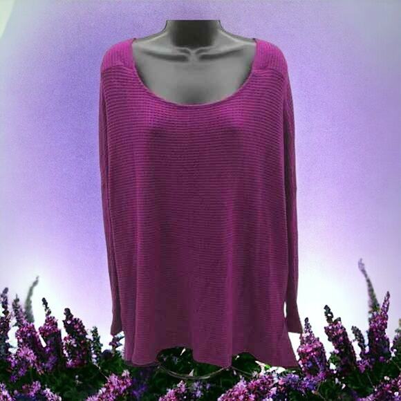 1. State Womens Large Waffle Knit Purple Top Knot Back Stretch Asymmetrical NWT - Picture 1 of 16